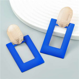 Fashionable Square Geometric Design Alloy Spray Paint Lady Wholesale Earrings - Blue