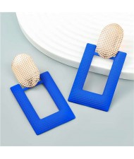 Fashionable Square Geometric Design Alloy Spray Paint Lady Wholesale Earrings - Blue