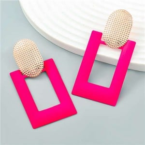 Fashionable Square Geometric Design Alloy Spray Paint Lady Wholesale Earrings - Rose