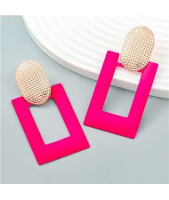 Fashionable Square Geometric Design Alloy Spray Paint Lady Wholesale Earrings - Rose