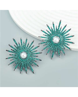 Shining Sunflower American Bold Fashion Wholesale Earrings - Green