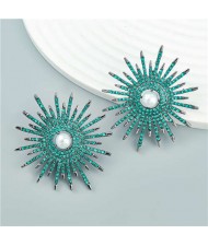 Shining Sunflower American Bold Fashion Wholesale Earrings - Green