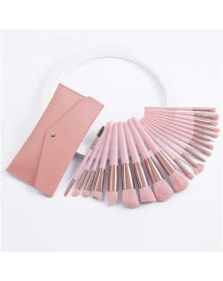 20 pcs Romantic Pink Plastic Handle Women Wholesale Fashion Makeup Brushes Gift Bag Set