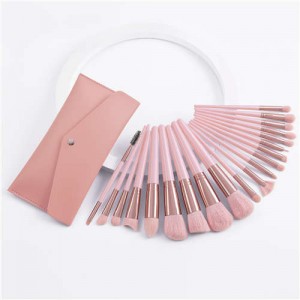 20 pcs Romantic Pink Plastic Handle Women Wholesale Fashion Makeup Brushes Gift Bag Set