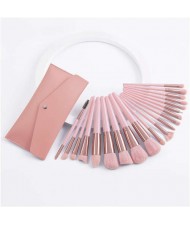 20 pcs Romantic Pink Plastic Handle Women Wholesale Fashion Makeup Brushes Gift Bag Set