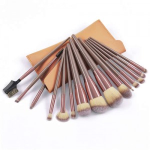 15 pcs Light Brown Wooden Handle Fashion Womne Wholesale Makeup Brushes Gift Pack Set