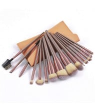 15 pcs Light Brown Wooden Handle Fashion Womne Wholesale Makeup Brushes Gift Pack Set