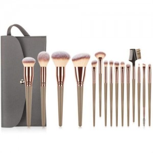 15 pcs Light Brown Wooden Handle Fashion Womne Wholesale Makeup Brushes Gift Pack Set