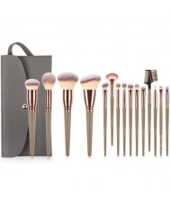 15 pcs Light Brown Wooden Handle Fashion Womne Wholesale Makeup Brushes Gift Pack Set