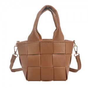 Trendy Braided Split Jointed Design Crossbody Women Bucket Bag - Brown