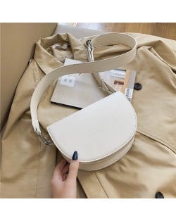 Fashion Semicircular Design One Shoulder Crossbody Wholesale Women Bag - White