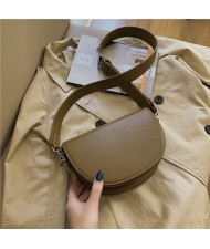 Fashion Semicircular Design One Shoulder Crossbody Wholesale Women Bag - Brown