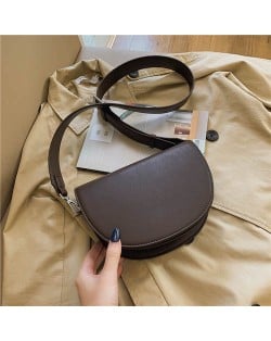 Fashion Semicircular Design One Shoulder Crossbody Wholesale Women Bag - Coffee