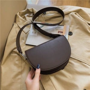 Fashion Semicircular Design One Shoulder Crossbody Wholesale Women Bag - Coffee