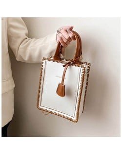 American Popular Stitching Square Design Women Wholesale Handbag - White