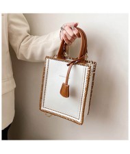 American Popular Stitching Square Design Women Wholesale Handbag - White