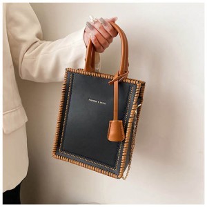 American Popular Stitching Square Design Women Wholesale Handbag - Black