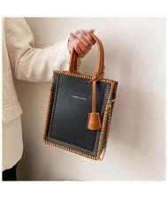 American Popular Stitching Square Design Women Wholesale Handbag - Black
