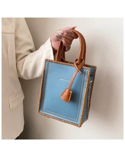 American Popular Stitching Square Design Women Wholesale Handbag - Blue