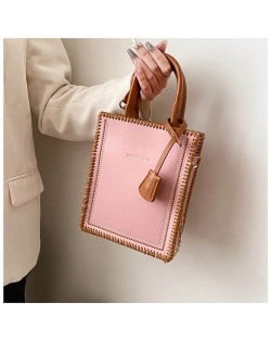 American Popular Stitching Square Design Women Wholesale Handbag - Pink