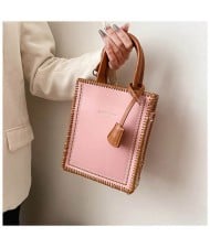 American Popular Stitching Square Design Women Wholesale Handbag - Pink