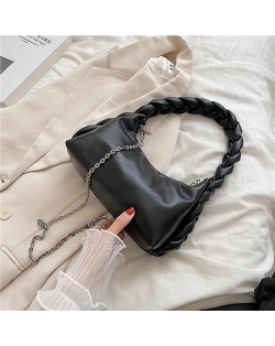 Chain Woven Design Fashion Women Wholesale Shoulder Bag - Black