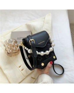 Fashion Small Size Elegant Pearl Chain Wholesale Women Handbag - Black