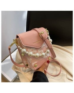 Fashion Small Size Elegant Pearl Chain Wholesale Women Handbag - Pink