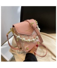 Fashion Small Size Elegant Pearl Chain Wholesale Women Handbag - Pink