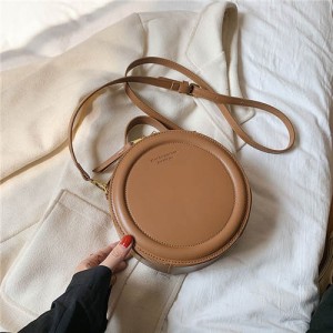 Simple Round Design Retro Fashion One Shoulder Messenger Bag - Brown