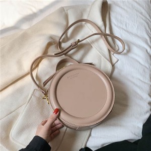Simple Round Design Retro Fashion One Shoulder Messenger Bag - Beige
