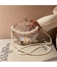 Fashion Pearl Chain Shell Shaped Design Wholesale Women Shoulder Bag - White