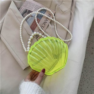 Fashion Pearl Chain Shell Shaped Design Wholesale Women Shoulder Bag - Fluorescent Yellow