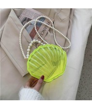 Fashion Pearl Chain Shell Shaped Design Wholesale Women Shoulder Bag - Fluorescent Yellow