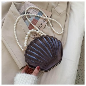 Fashion Pearl Chain Shell Shaped Design Wholesale Women Shoulder Bag - Black