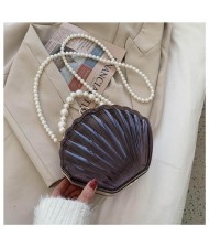 Fashion Pearl Chain Shell Shaped Design Wholesale Women Shoulder Bag - Black