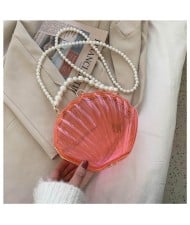 Fashion Pearl Chain Shell Shaped Design Wholesale Women Shoulder Bag - Pink