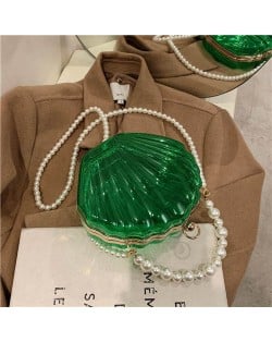 Fashion Pearl Chain Shell Shaped Design Wholesale Women Shoulder Bag - Green