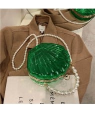 Fashion Pearl Chain Shell Shaped Design Wholesale Women Shoulder Bag - Green