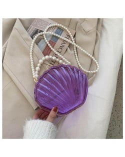 Fashion Pearl Chain Shell Shaped Design Wholesale Women Shoulder Bag - Violet