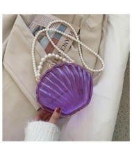 Fashion Pearl Chain Shell Shaped Design Wholesale Women Shoulder Bag - Violet
