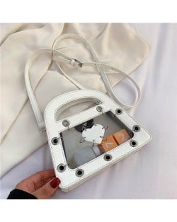 Summer Sweet and Cool Jelly Color Fashion Transparent Women Handbag - White