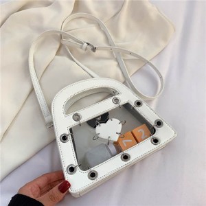 Summer Sweet and Cool Jelly Color Fashion Transparent Women Handbag - White