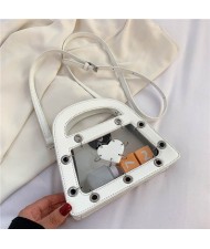 Summer Sweet and Cool Jelly Color Fashion Transparent Women Handbag - White