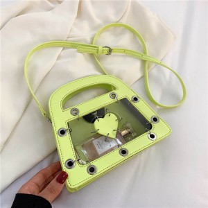 Summer Sweet and Cool Jelly Color Fashion Transparent Women Handbag - Yellow