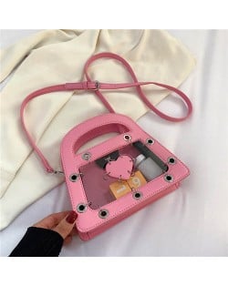 Summer Sweet and Cool Jelly Color Fashion Transparent Women Handbag - Pink