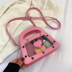 Summer Sweet and Cool Jelly Color Fashion Transparent Women Handbag - Pink