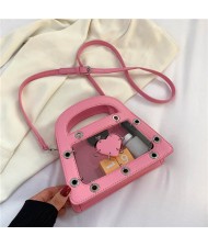 Summer Sweet and Cool Jelly Color Fashion Transparent Women Handbag - Pink