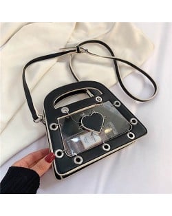 Summer Sweet and Cool Jelly Color Fashion Transparent Women Handbag - Black