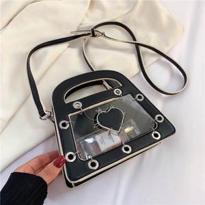 Summer Sweet and Cool Jelly Color Fashion Transparent Women Handbag - Black